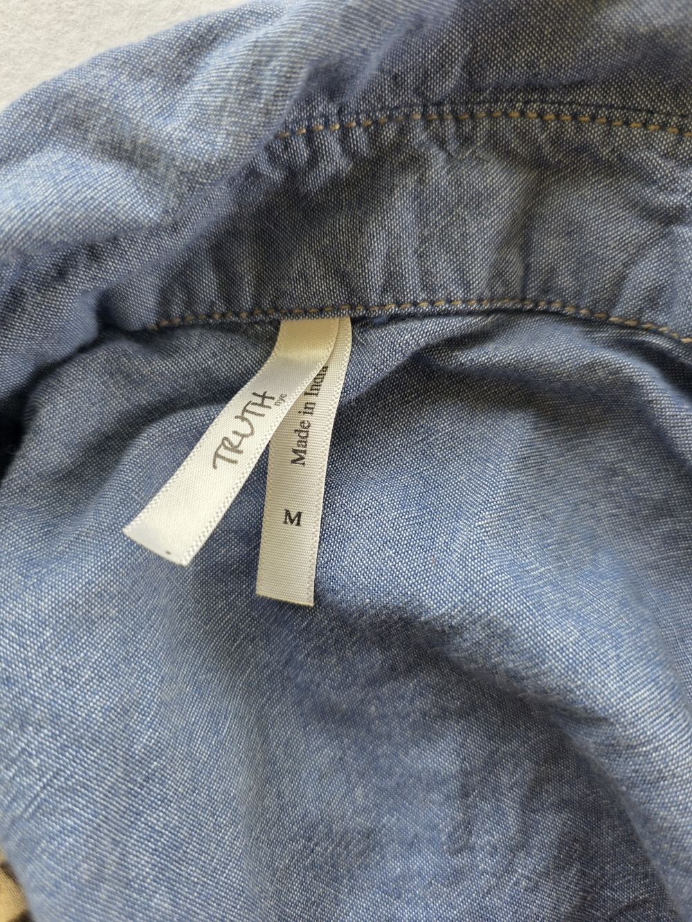 Truth Denim Button-Down Shirt with Leopard Trim - Picture 7 of 7